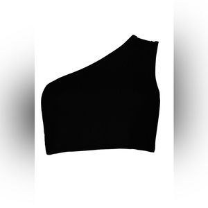 Black Petite One Shoulder Crop Top | Size 0
